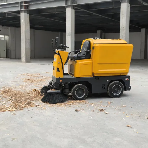 Industrial floor sweeper on a plant floor